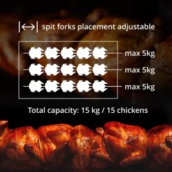 Royal Catering kaasukana-grilli 3 vartaalla ja valaistuksella