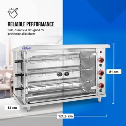 Royal Catering kaasukana-grilli 3 vartaalla ja valaistuksella