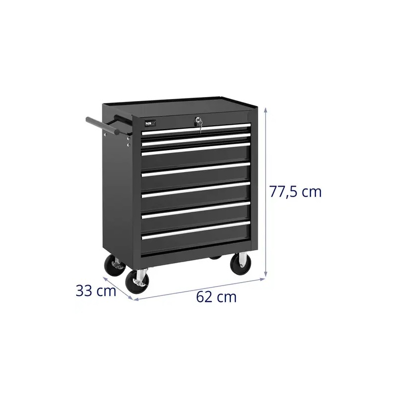 MSW-WWG-11 Työkaluvaunu 7 vetolaatikkoa lukittava 60 kg kantavuus