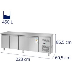 Royal Catering RCLK-S449 kylmälaite 450 l 4 ovea 227 x 64 cm ruostumaton teräs
