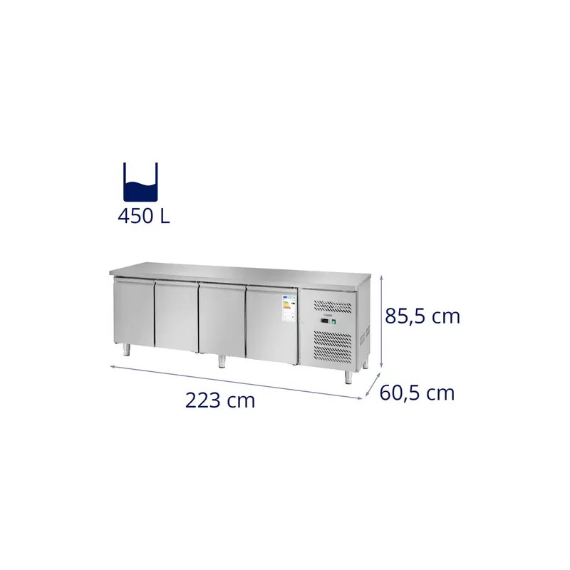 Royal Catering RCLK-S449 kylmälaite 450 l 4 ovea 227 x 64 cm ruostumaton teräs