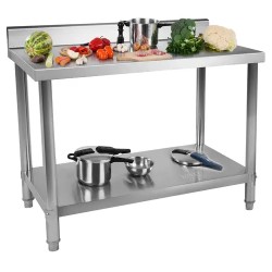 Royal Catering ruostumaton terästyöpöytä RCAT 120 60 N 120 x 60 cm 250 kg kantavuus reunuksella