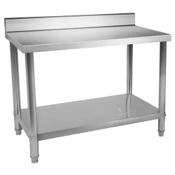 Royal Catering ruostumaton terästyöpöytä RCAT-120/60-N 120 x 60 cm, 250 kg kantavuus, reunuksella