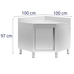 Royal Catering kulmakaappi ruostumaton teräs 100 x 100 cm reunuksella