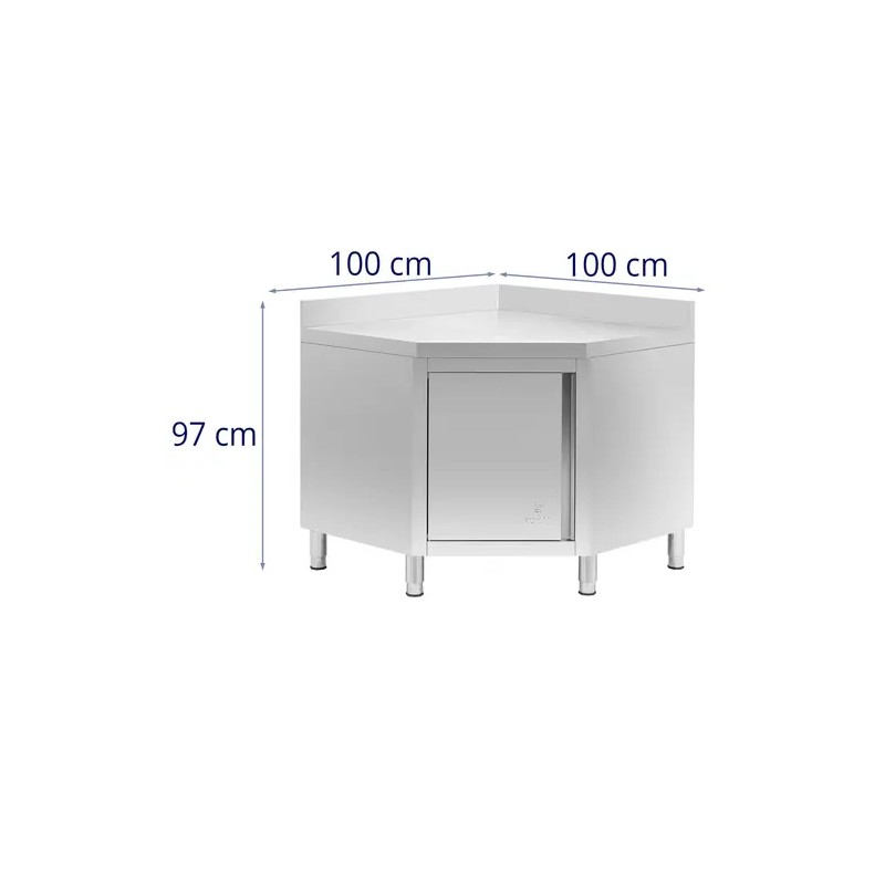 Royal Catering kulmakaappi ruostumaton teräs 100 x 100 cm reunuksella