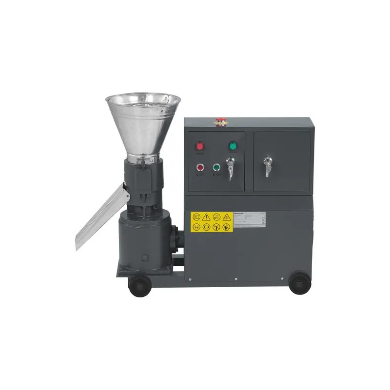 Pellettipressi 100 kg/h Ø 120 mm lukittavalla säilytystilalla