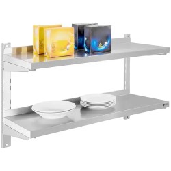 Seinähylly 2 tasoa, Royal Catering RCWR-80.2, ruostumaton teräs, 80 x 30 cm