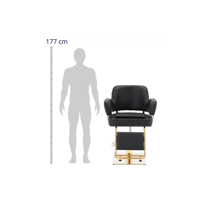 Kampaajatuoli Ossett Black & Gold, korkeus 47–63 cm, kantavuus 200 kg, musta/kulta