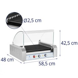 Royal Catering RCHG-11T Hot Dog -grilli, 11 Teflon-rullaa, 2200 W 16,40 kg