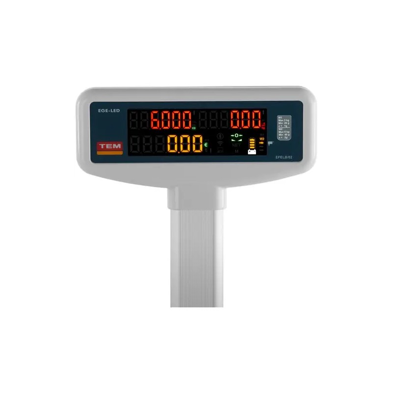 Hintausvaaka TEL006B1D-V2-B1 3 kg/1 g - 6 kg/2 g 23 x 30 cm LED-näytöllä