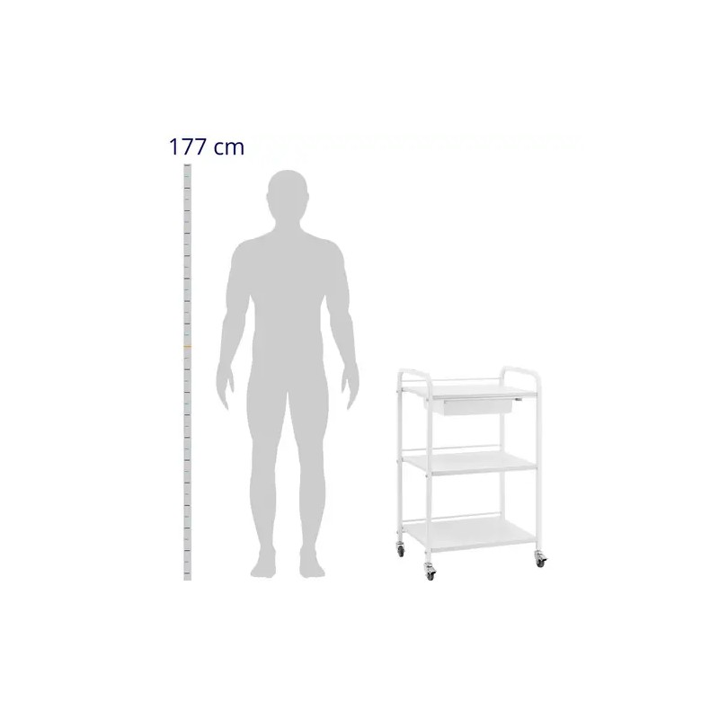 Physa kosmetiikkavaunu, 3 hyllyä ja 1 vetolaatikko, valkoinen, max 80 kg