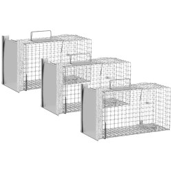Elävän pyydystävä loukkusetti 3 kpl 50 x 20 x 27 cm sinkitty teräs