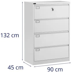 Riippumappikaappi 132 cm, 4 vetolaatikkoa, harmaa
