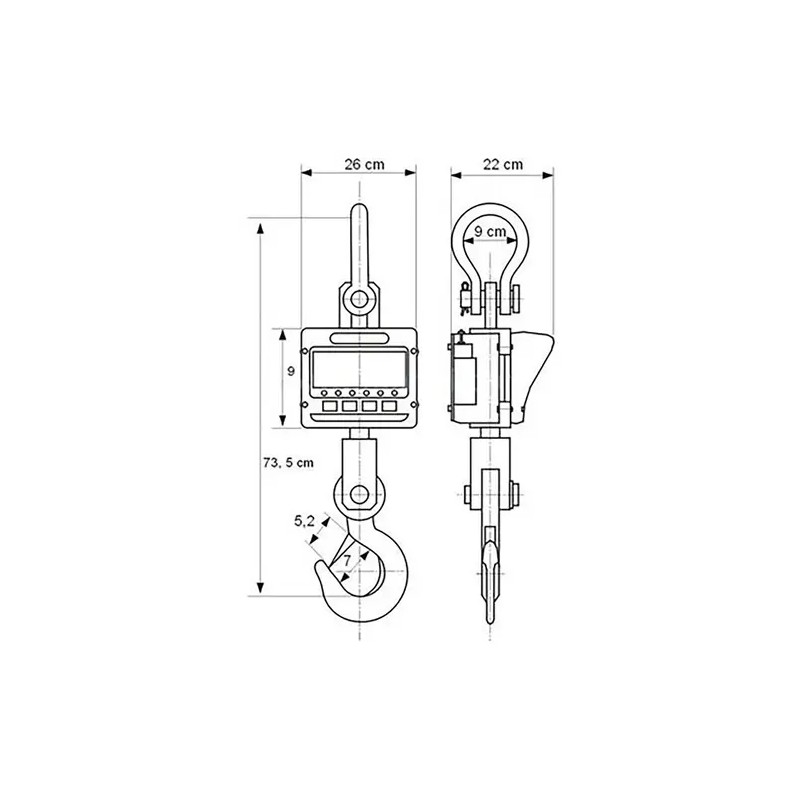 Kranvaaka SBS-KW-10TE 10 000 kg / 2 kg LED-näyttö