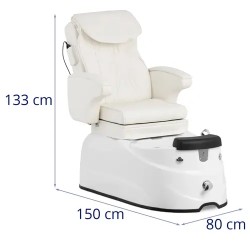 Sähköinen jalkahoitotuoli hierontafunktiolla ja jalkakylpyaltaalla, 105 W, 150 kg, valkoinen