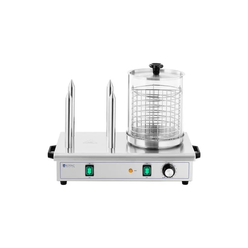 Royal Catering Hot Dog -kone 550 W, 4 lämmityspuikkoa ja 0,7 l nakkiastia