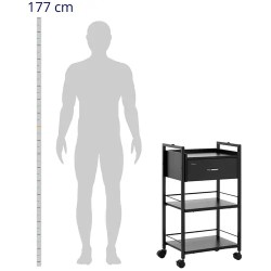 physa Kosmetiikkavaunu 1 vetolaatikko 3 hyllyä musta max 65 kg