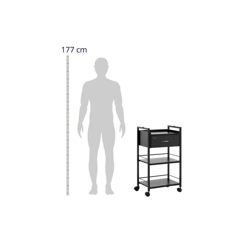 physa Kosmetiikkavaunu 1 vetolaatikko 3 hyllyä musta max 65 kg