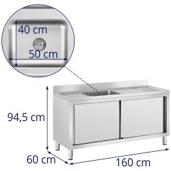 Royal Catering RC-IKS02 tiskiallaskaappi ruostumaton teräs 160 x 60 cm