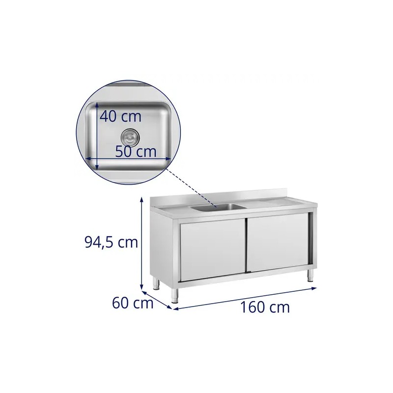 Royal Catering RC-IKS02 tiskiallaskaappi ruostumaton teräs 160 x 60 cm