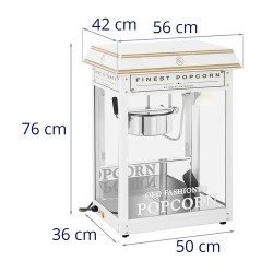 Popcorn-kone 1500 W 5 kg/h valko-kultainen
