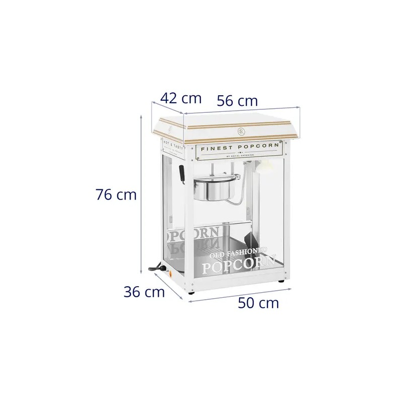 Popcorn-kone 1500 W 5 kg/h valko-kultainen