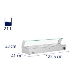 Royal Catering Bain Marie -ruoanlämmitin 6 GN 1/3 -astialla 21 l
