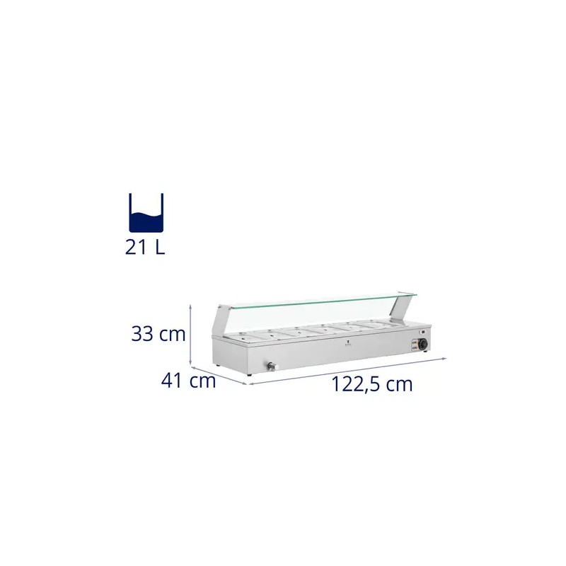 Royal Catering Bain Marie -ruoanlämmitin 6 GN 1/3 -astialla 21 l