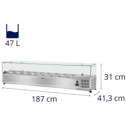 Royal Catering RCKV-180/33-9 kylmävitriini 180 x 33 cm lasikannella