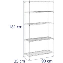 Metallihylly 35 x 90 x 180 cm, harmaa, 150 kg kantavuus, RCMR-1800P19C