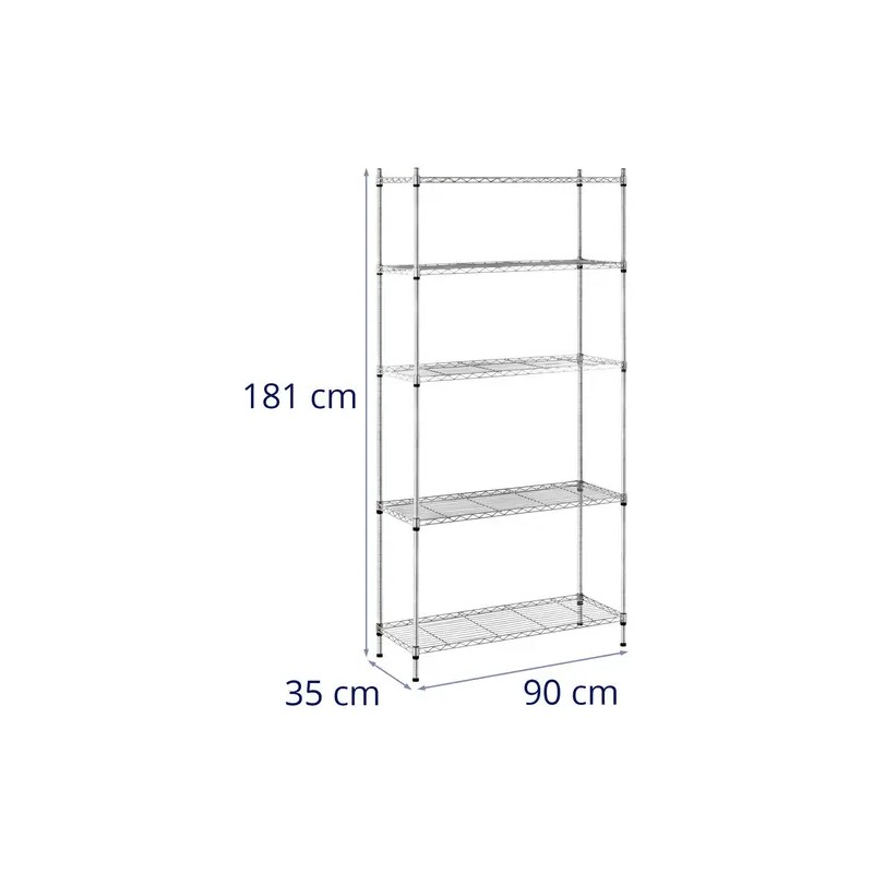 Metallihylly 35 x 90 x 180 cm, harmaa, 150 kg kantavuus, RCMR-1800P19C