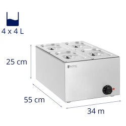 Royal Catering Bain Marie - 640 W - 4 x GN 1/4 - 16 l