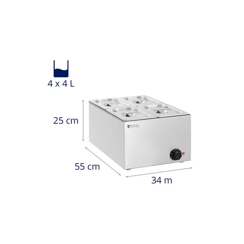 Royal Catering Bain Marie - 640 W - 4 x GN 1/4 - 16 l