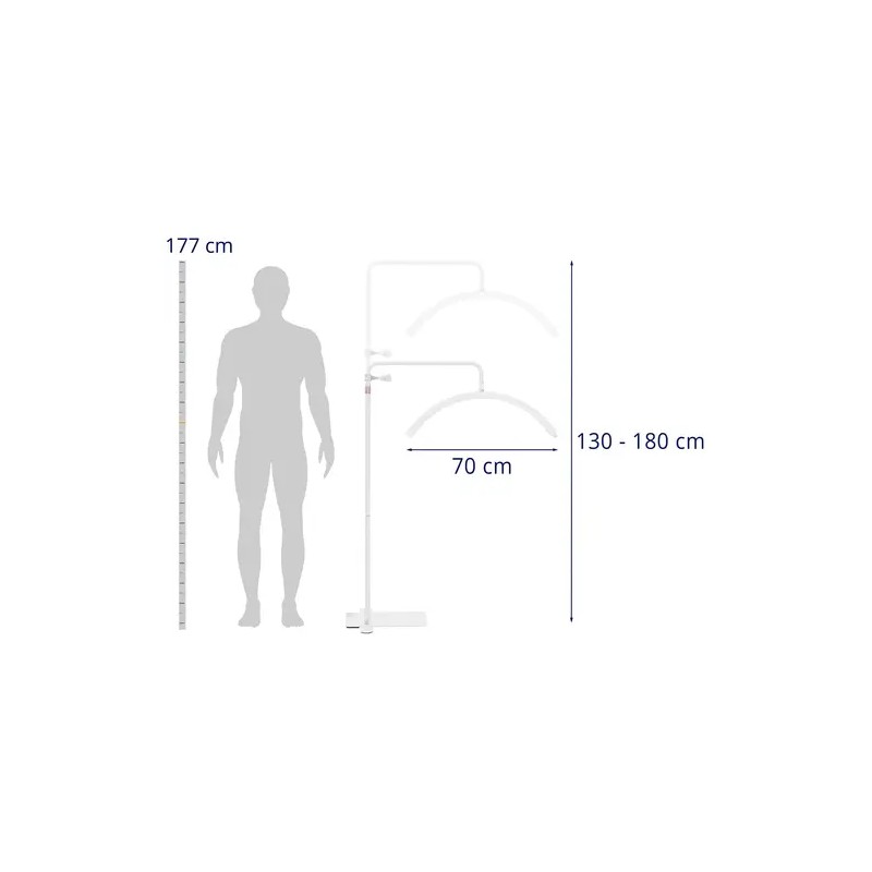 LED-kosmetiikkalamppu 40 W, 3000-6000 K, korkeussäädettävä, valkoinen