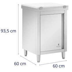 Royal Catering ECO ruostumaton teräskaappi 60 x 60 cm leikkuulaudalla