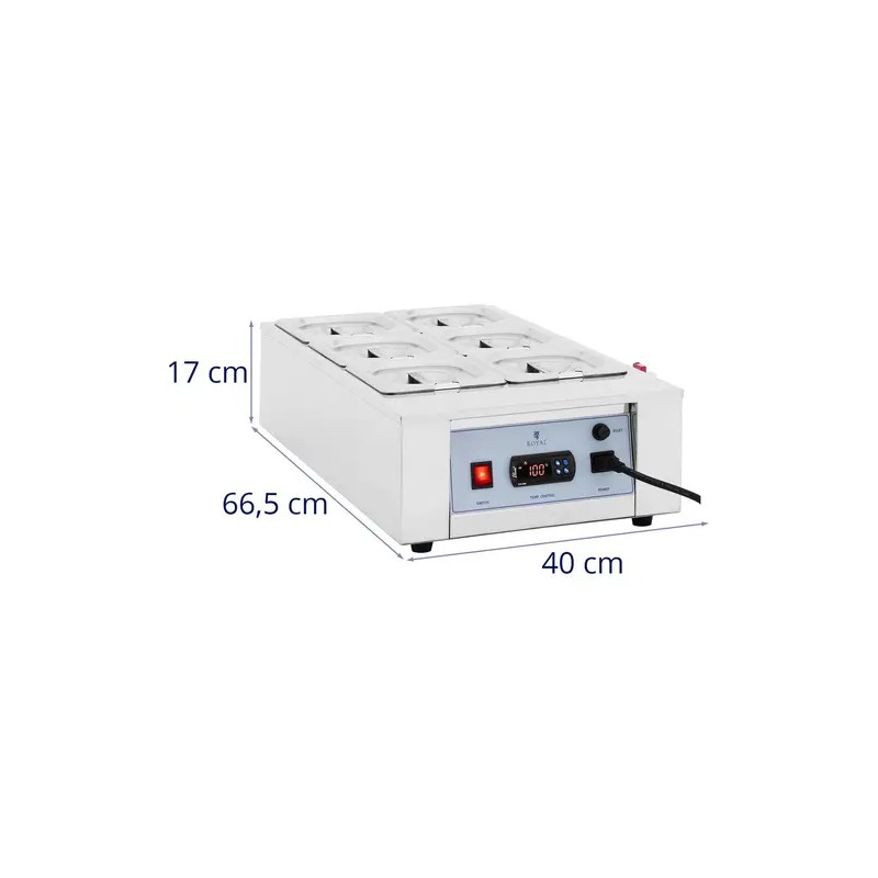 Royal Catering suklaan sulatuskone 6 x 1,5 l 100 °C