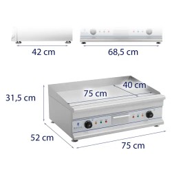 Royal Catering RCG 75 sähkögrilli 75 cm sileä grillilevy 2 x 3200 W 44,30 kg