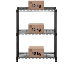 Metallihylly 60 x 35 x 77 cm, musta, 120 kg