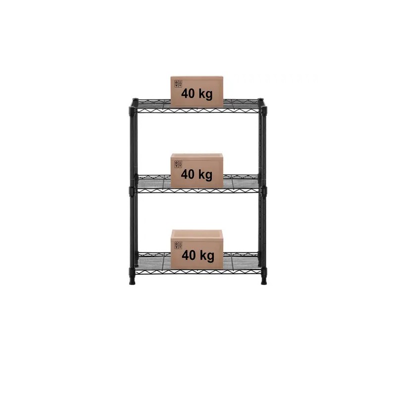 Metallihylly 60 x 35 x 77 cm, musta, 120 kg