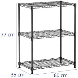 Metallihylly 60 x 35 x 77 cm, musta, 120 kg