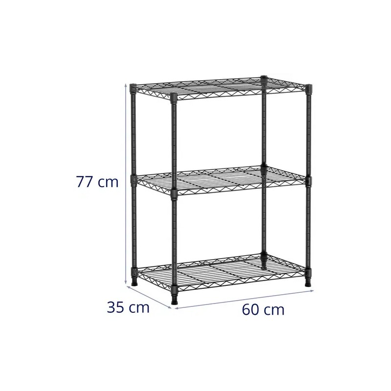 Metallihylly 60 x 35 x 77 cm, musta, 120 kg
