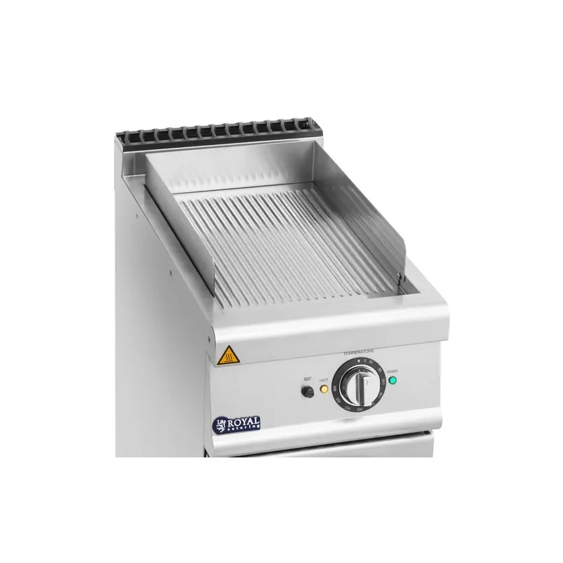 Royal Catering Pro 730 Series sähkögrilli alakaapilla, 5,4 kW, uritettu pinta, 40 x 70 cm