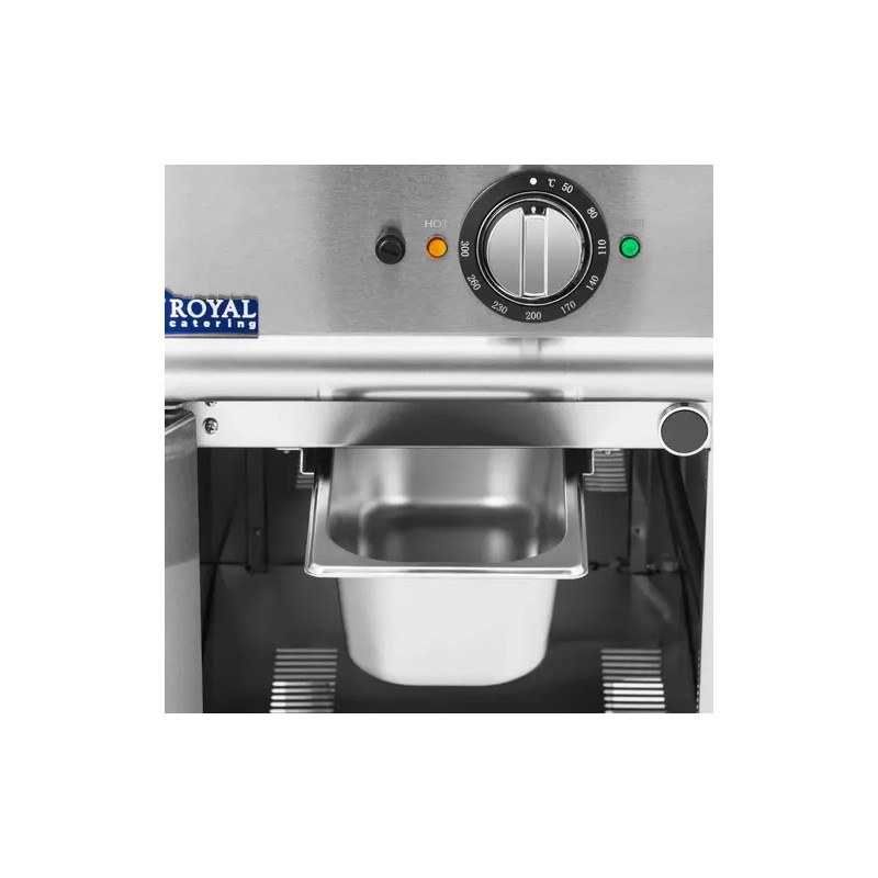 Royal Catering Pro 730 Series sähkögrilli alakaapilla, 5,4 kW, uritettu pinta, 40 x 70 cm