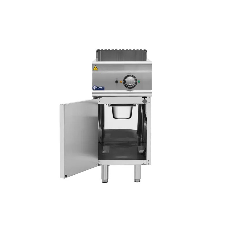 Royal Catering Pro 730 Series sähkögrilli alakaapilla, 5,4 kW, uritettu pinta, 40 x 70 cm
