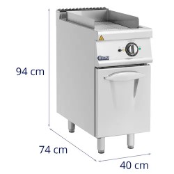 Royal Catering Pro 730 Series sähkögrilli alakaapilla, 5,4 kW, uritettu pinta, 40 x 70 cm