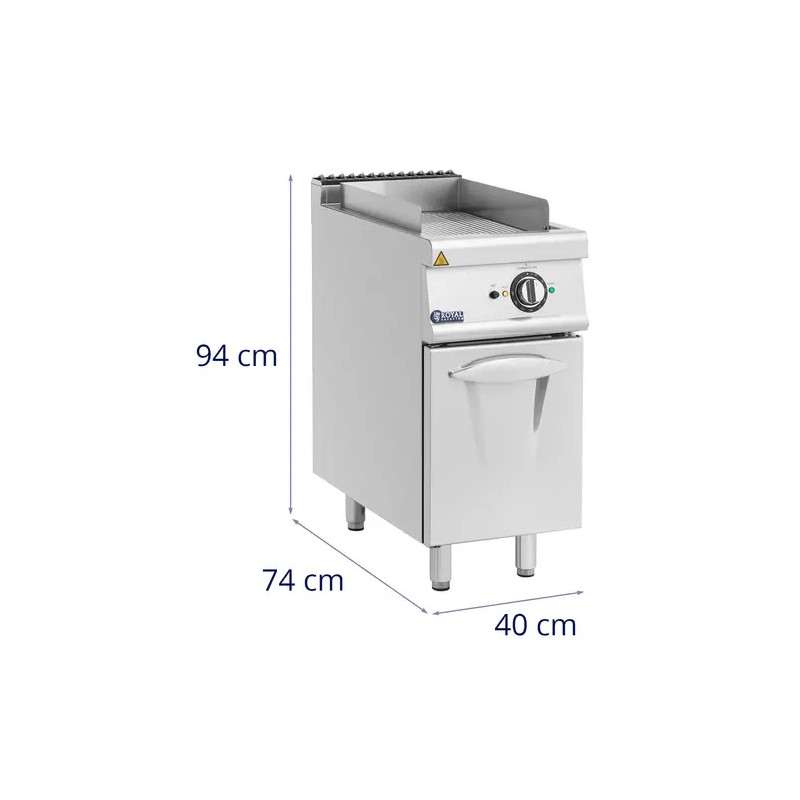 Royal Catering Pro 730 Series sähkögrilli alakaapilla, 5,4 kW, uritettu pinta, 40 x 70 cm
