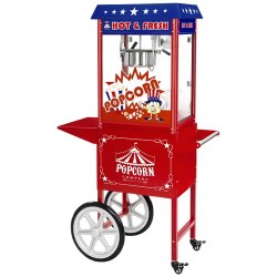Royal Catering Popcorn kone kärryllä 1500 W 5 kg h punainen