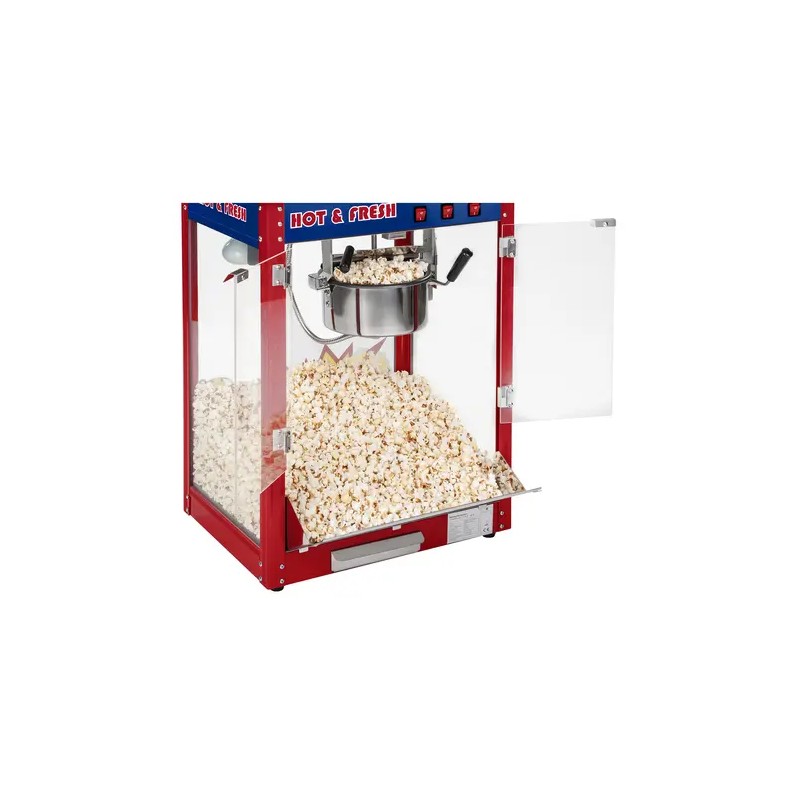 Royal Catering Popcorn-kone kärryllä 1500 W 5 kg/h punainen