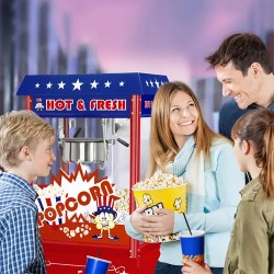 Royal Catering Popcorn-kone kärryllä 1500 W 5 kg/h punainen