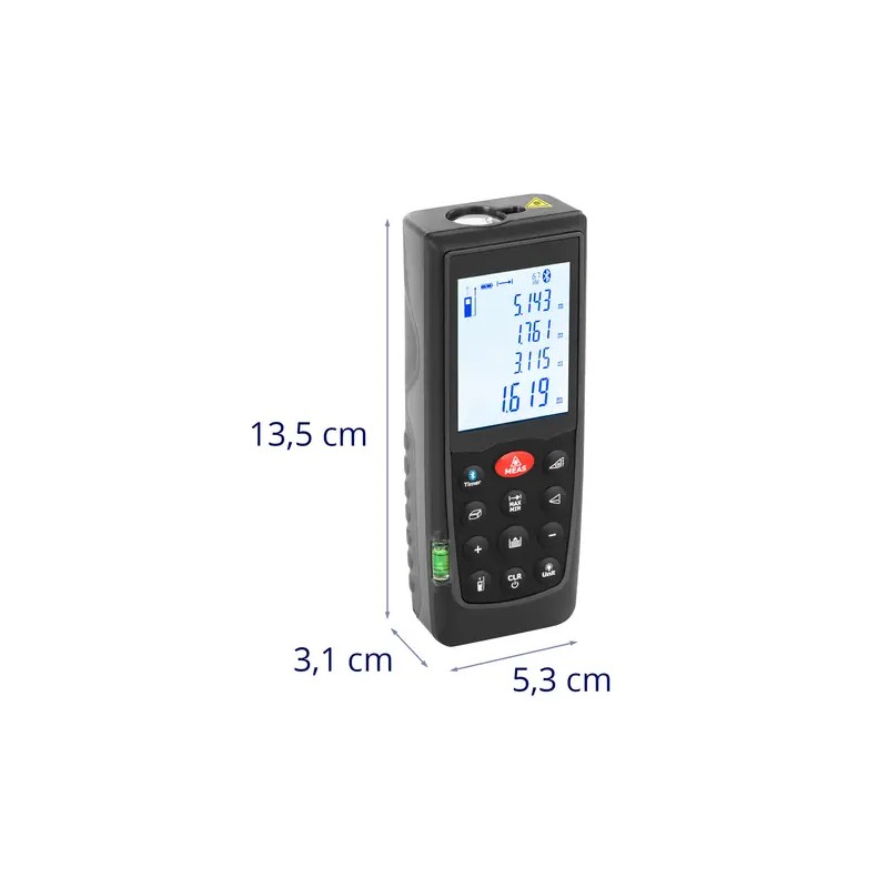 Laseretäisyysmittari 70 m, tarkkuus 1,5 mm, Bluetooth, IP54